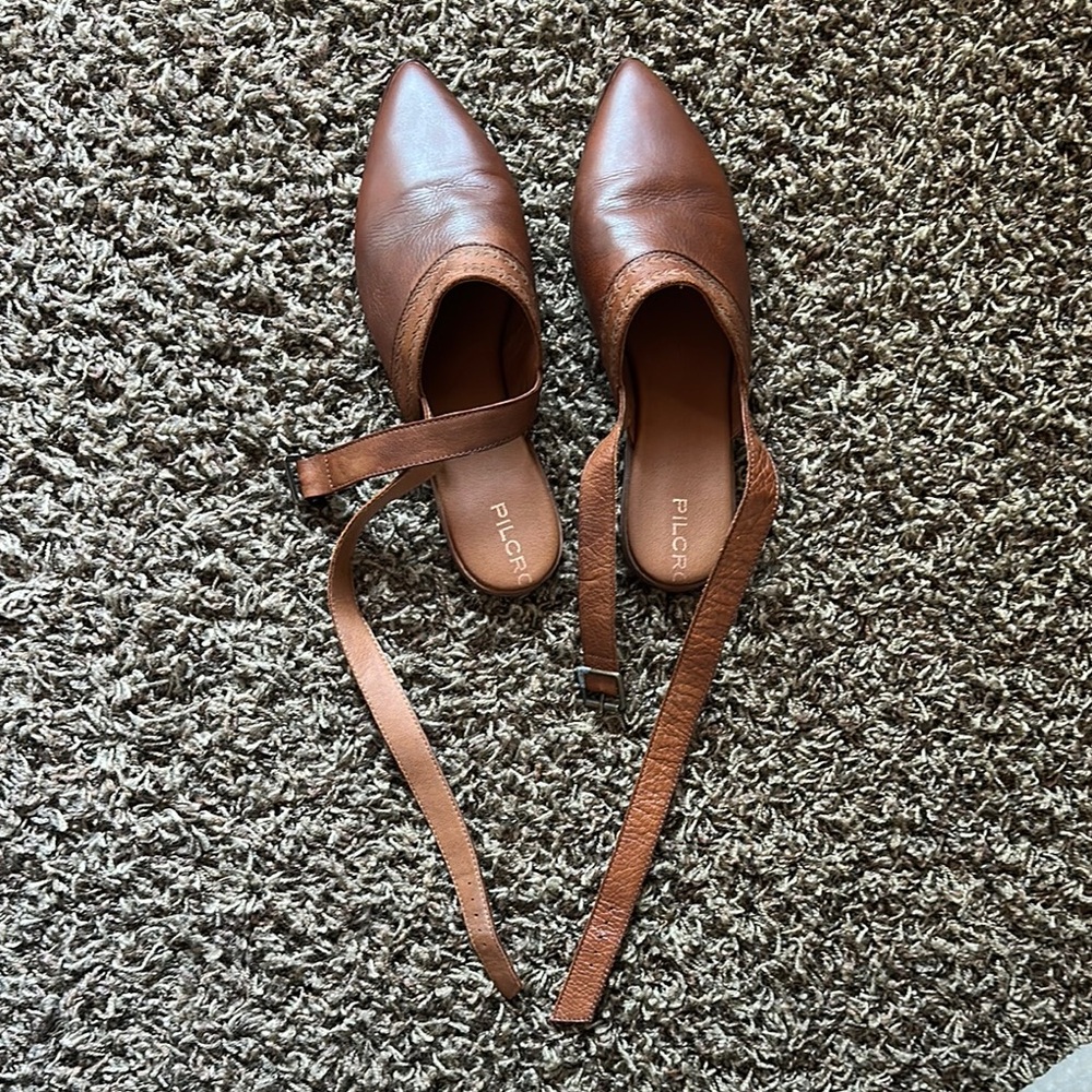 Pilcro | anthropologie Women's Brown Leather ankle strap shoes